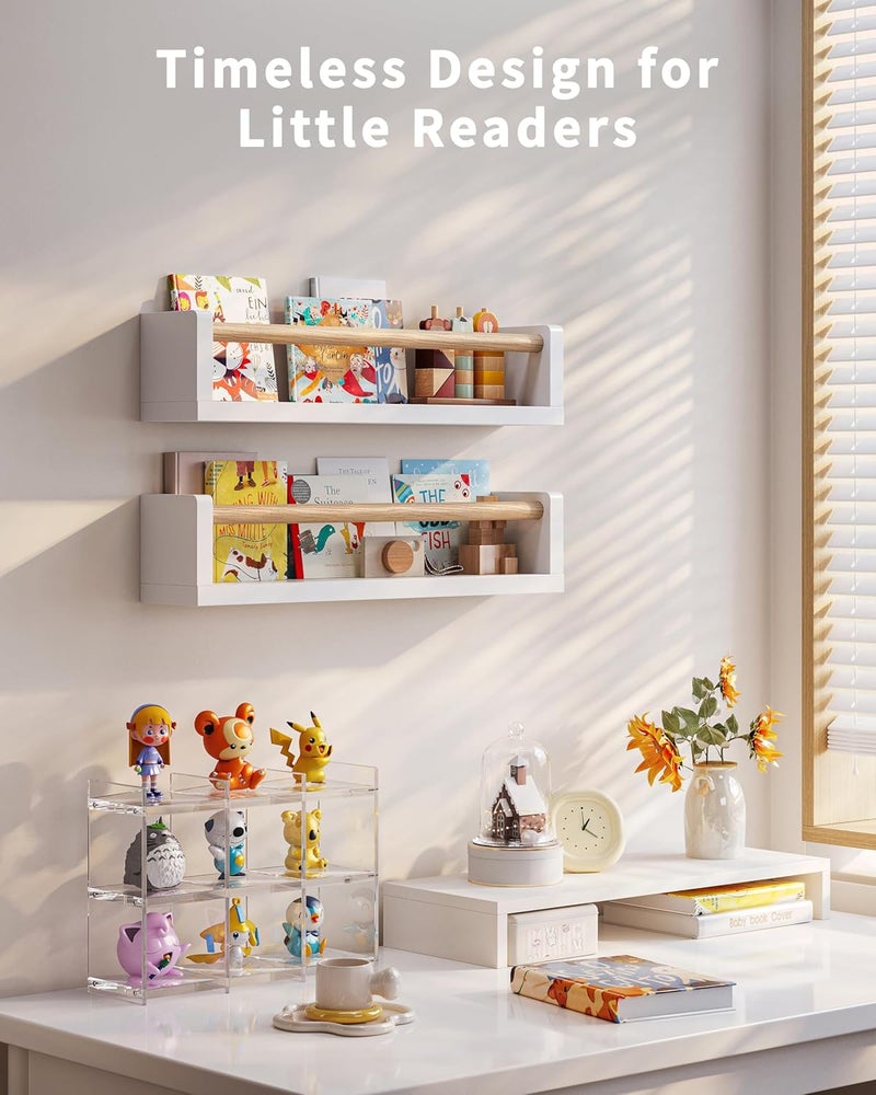 Seocry Includes Hardware, No Wood Inserts Needed Nursery Book Shelves, 4 Pack, Wall Book Shelves for Kids Room, Baby, Toddler, Nursery Decor - Image 4